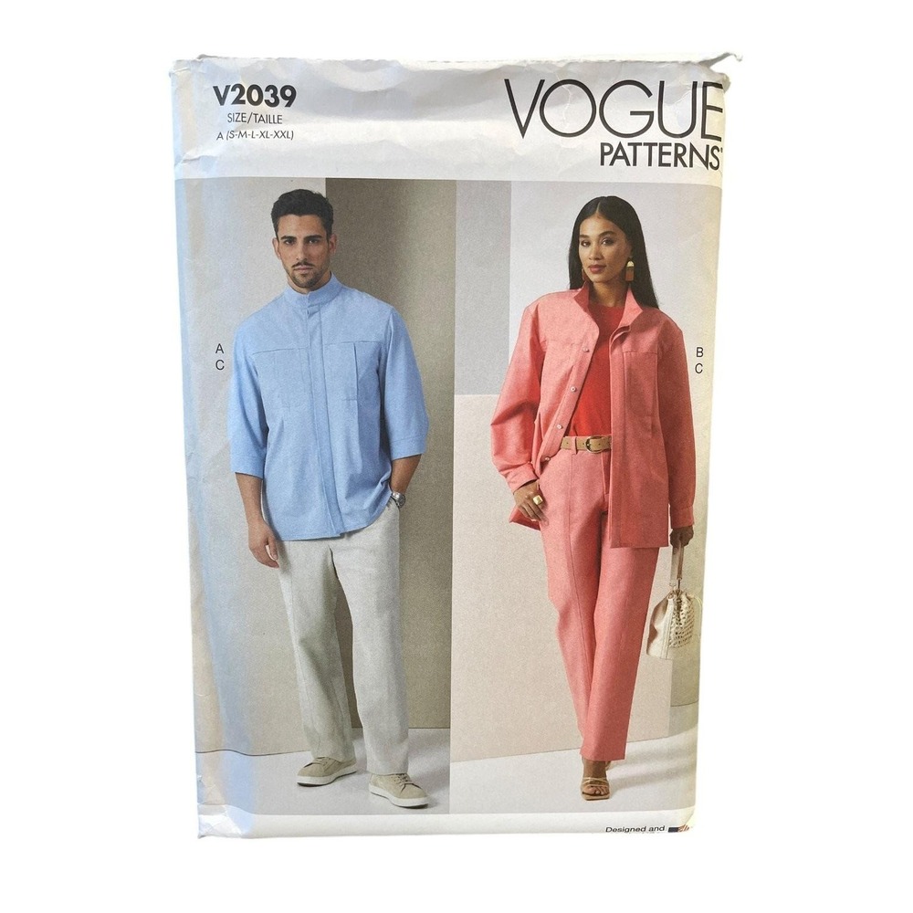 Vogue Patterns V2039 Unisex Shirt Pants S-M-L-XL-XXL Modern Sewing Pattern